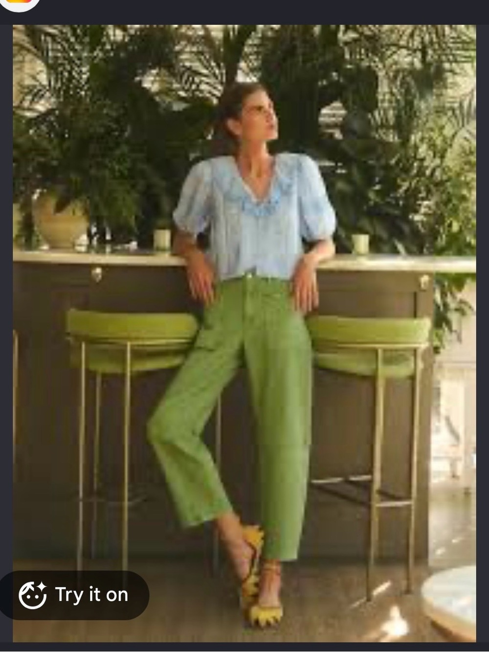 HUNTER BELL Lime Green High-Waist Cropped Straight Pants